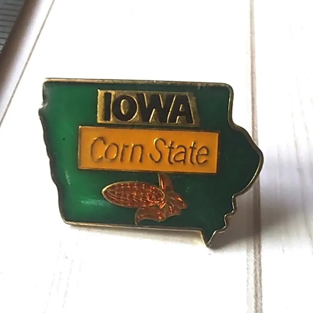 Iowa State Shaped Corn Pin for Hat, Lapel, Jacket or Backpack